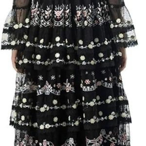 Women's Casual Vacation Dress Embroidery Sequins Net Yarn Cascading Ruffle Maxi Beach Party Dresses