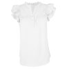 Women's V Neck Lace Crochet Shirts Button Down Short Sleeve Casual Blouse Tops
