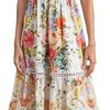 Women's Patchwork V-Neck Floral Print Dress Spliced Ruffles Short Sleeve High Waist Lace-Up Maxi Dresses