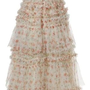 Women's Bohemian Casual Floral Print Dress Cascading Ruffle Net Yarn Sleeveless Summer Beach Dresses