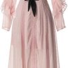 Women's Bohemian Stand Collar Hollow Chiffon Maxi Dress Lace Ruffle Patchwork Casual Vacation Dresses