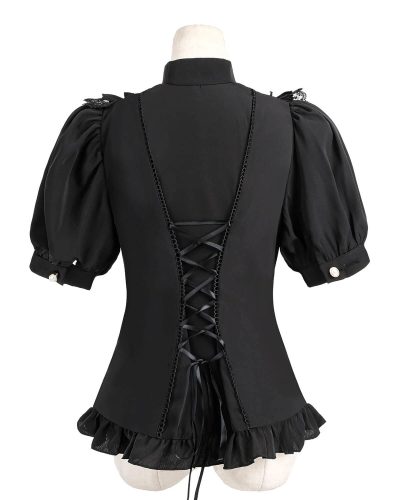 Victorian Blouse Womens Gothic Shirt Vintage Long Sleeve Lotus Ruffle Tops