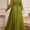 Women's Plus Size Embroidery Patchwork High Waist Maxi Dress V-Neck Lantern Sleeve Loose Fit Party Dresses