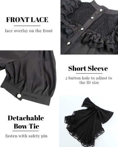 Victorian Blouse Womens Gothic Shirt Vintage Long Sleeve Lotus Ruffle Tops