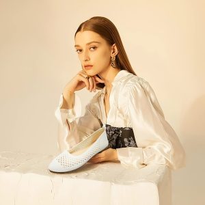 Women's Flats Shoes Women Comfortable Dress Shoes Black Pointed Toe Flats Ballet Mesh Knit Flat Dressy Slip on Business Casual