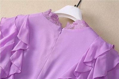 Women's Elegant Luxury Lace Maxi Dress V-Neck Ruffles Patchwork Chiffon Summer Party Evening Dresses