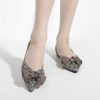Women's Flats Shoes Rhinestone Pointed Toe Comfort Dressy Flat Silver Bowknot Casual Ballet Shoes