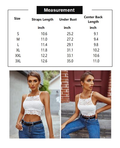 Lace Bralette for Women High Neck Camisoles Racerback Double-Layered Crop Top