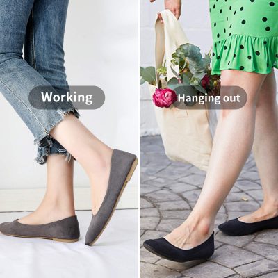 Women’s Black Flats Shoes Comfortable Suede Pointed Toe Slip On Casual Ballet Flats Dress Shoes Nude Flats