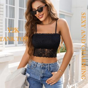 Bralettes for Women Lace Spaghetti Strap Tank Top Tube Slim Basic Camisole