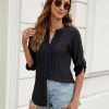 Womens Button Down Shirts Lace Crochet Dressy Casual Tops 3/4 Sleeve Work Summer Outfits 2025