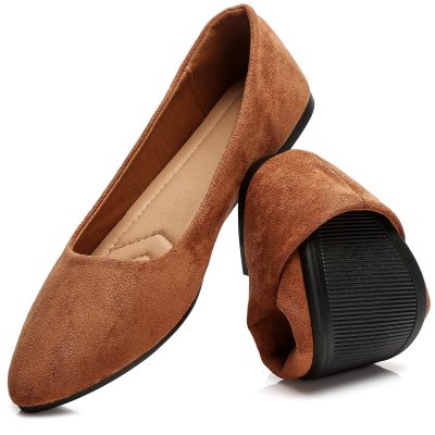 Women’s Black Flats Shoes Comfortable Suede Pointed Toe Slip On Casual Ballet Flats Dress Shoes Nude Flats