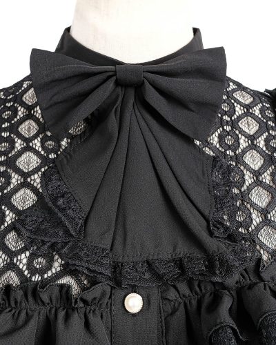 Victorian Blouse Womens Gothic Shirt Vintage Long Sleeve Lotus Ruffle Tops