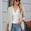 81a5i-pYQdL.jpg Womens Dressy Casual Blouse Short Puff Sleeve V Neck Lace Tops Summer Trendy Cute Ladies Business Work Shirt