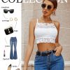 Lace Bralette for Women High Neck Camisoles Racerback Double-Layered Crop Top